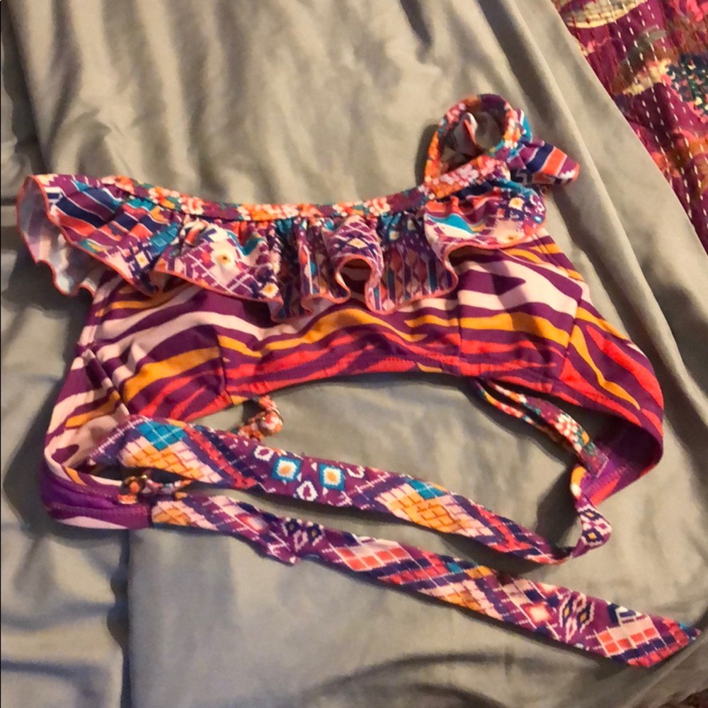 Patterned colorful bikini top